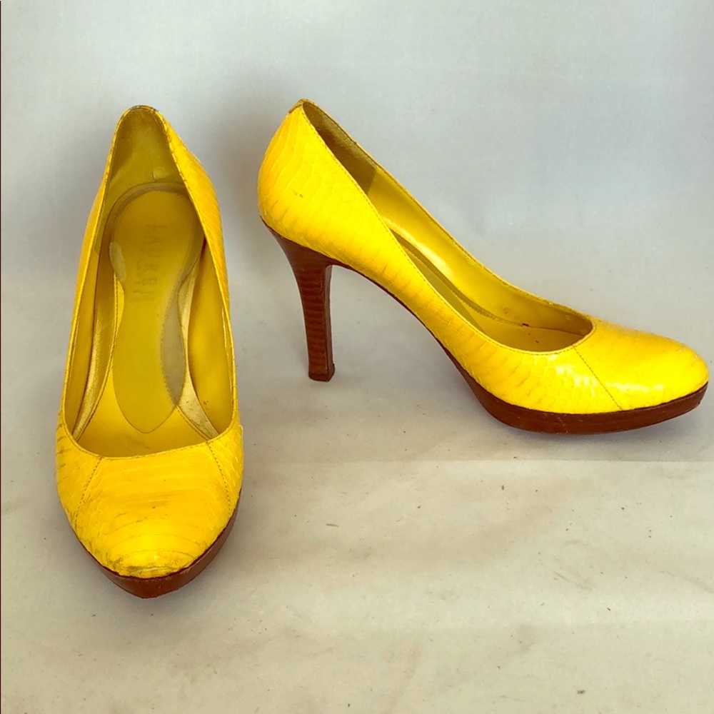 Ralph Lauren yellow snakeskin heels (size 6)